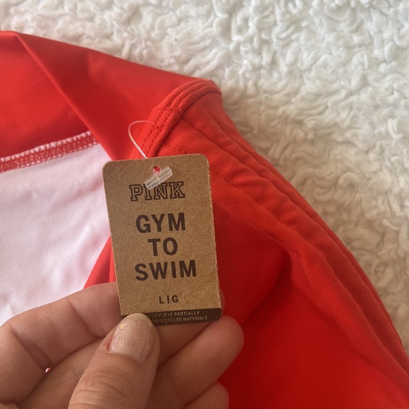 VS Pink Swim / Gym Set Reversible Bikini Shortie Bathing Suit 2 Sport Bra Large - Picture 7 of 8